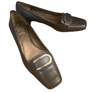 Joan And David leather pumps, low‎ heel, Circa Comfort 365, navy blue, size 8